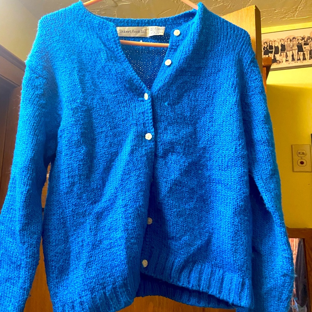 Robert Scott LTD very bright pudding blue warm sweater - size S/M